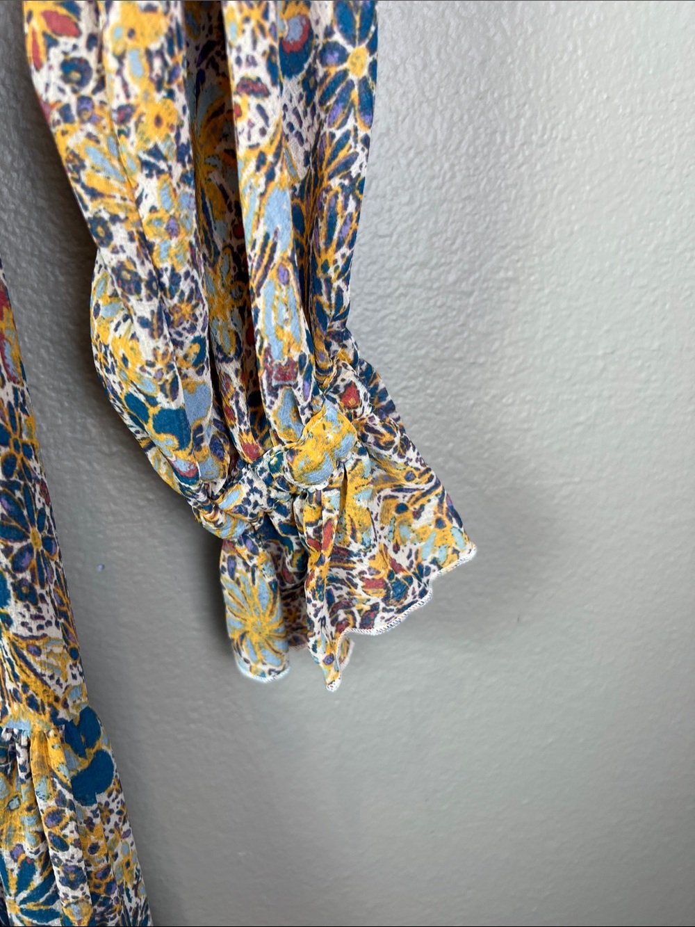 Free People Floral Maxi Dress in Yellow, Blue, Rust and Cream Sheer XS - Picture 3 of 10